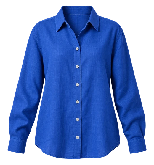 Cobalt blue button-up shirt